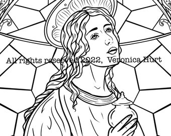 St Mary Magdalene Catholic Coloring Page Stained Glass For Kids 6+ and Adults