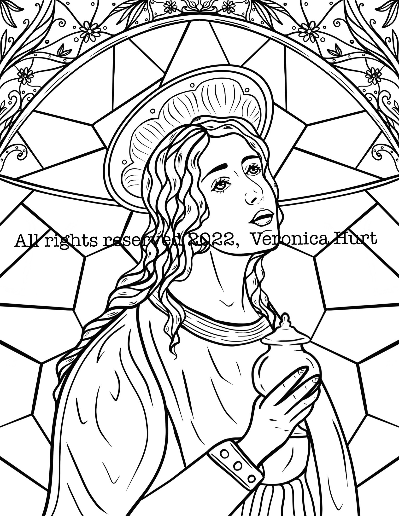 St Mary Magdalene Catholic Coloring Page Stained Glass for Kids 6 and