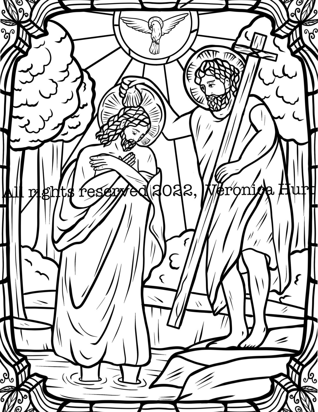 The Baptism of the Lord Coloring Page for Kids and Adults Etsy