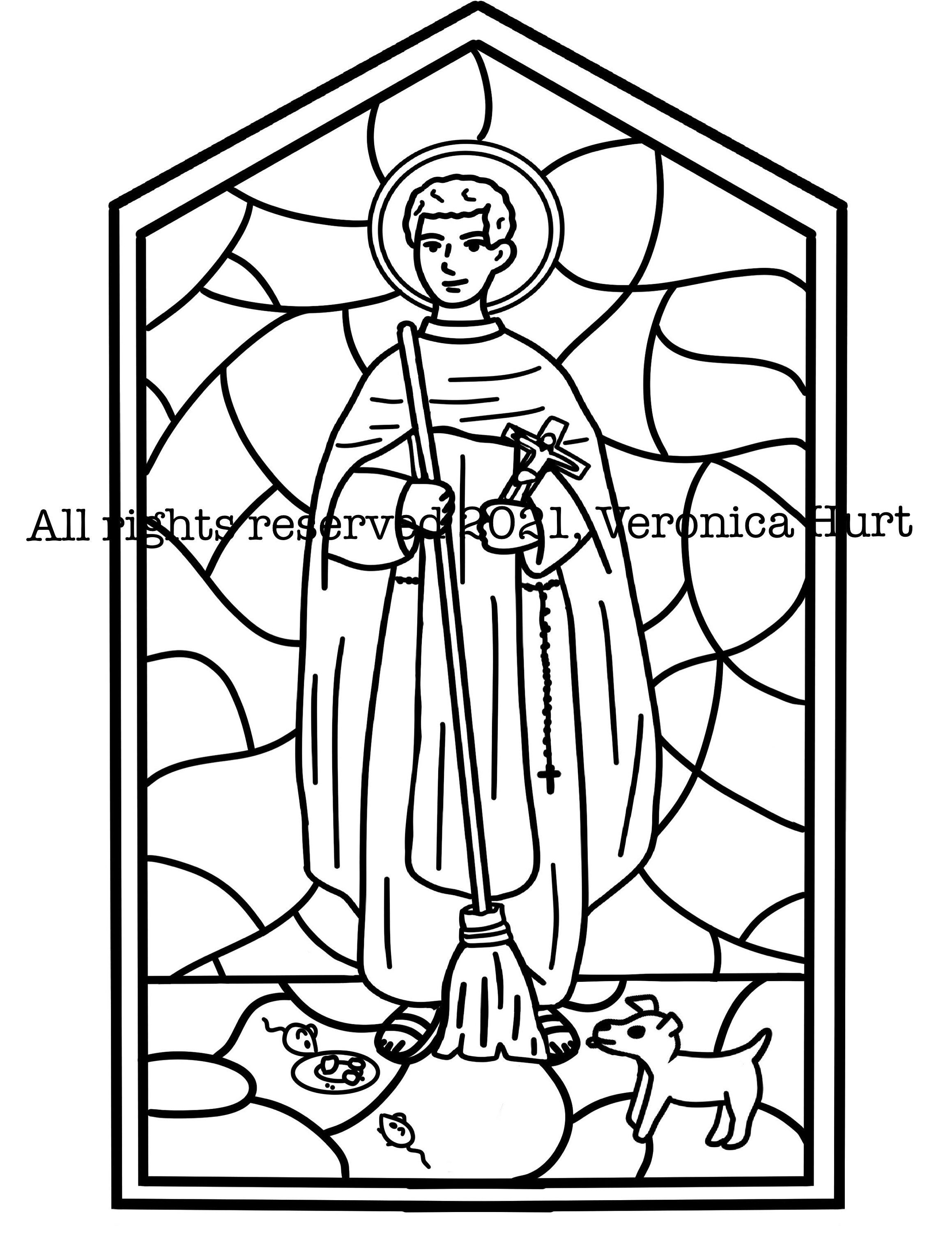 Dibujo para colorear de vidrieras católicas de San Martín de - Etsy España Dibujo para colorear de vidrieras católicas de San Martín de - Etsy España