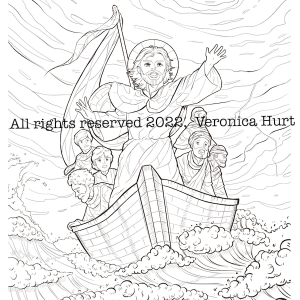Jesus Storm Coloring - Etsy
