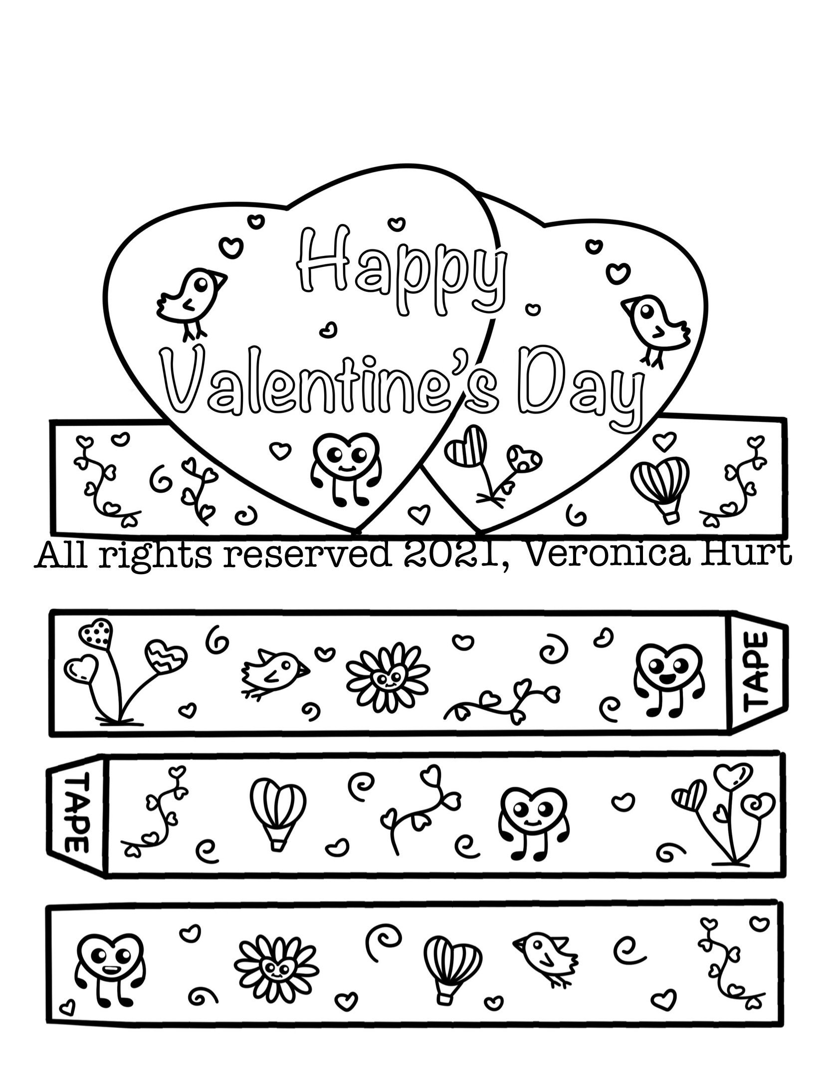 Happy Valentine's Day Paper Crown Printable Coloring Craft Activity