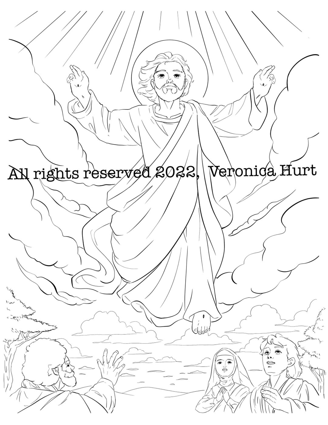 The Ascension of Jesus Coloring Page for Kids and Adults - Etsy