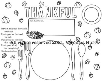 Catholic Thanksgiving Day Activity Placemat For Kids 6+