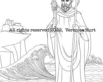 St Aidan of Lindisfarne Coloring Page For Kids 6+ and Adults