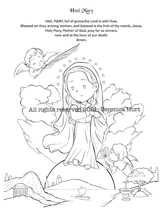 hail mary prayer coloring pages for children