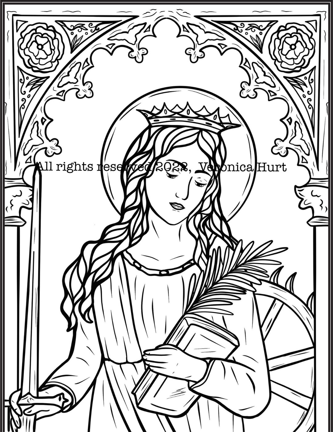 St Catherine Of Alexandria Catholic Coloring Page Stained Glass For St Catherine Of Alexandria Catholic Coloring Page Stained Glass For