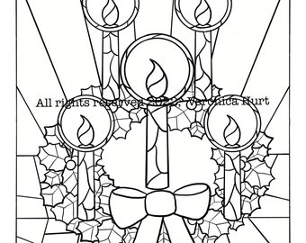 Stained Glass Advent Wreath 2-Pack - Catholic Christmas Coloring Activity For Kids 6+ And Adults