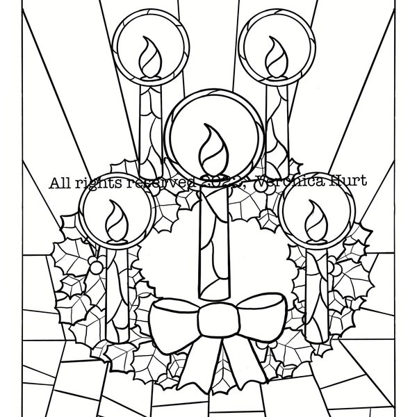 Stained Glass Advent Wreath 2-Pack - Catholic Christmas Coloring Activity For Kids 6+ And Adults