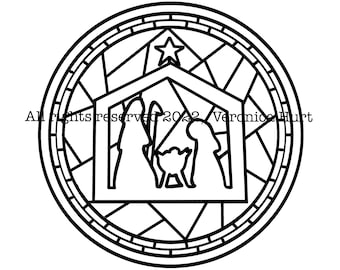 Christmas Nativity and Holy Spirit Stained Glass Catholic Coloring Craft Value Pack For Kids 6+