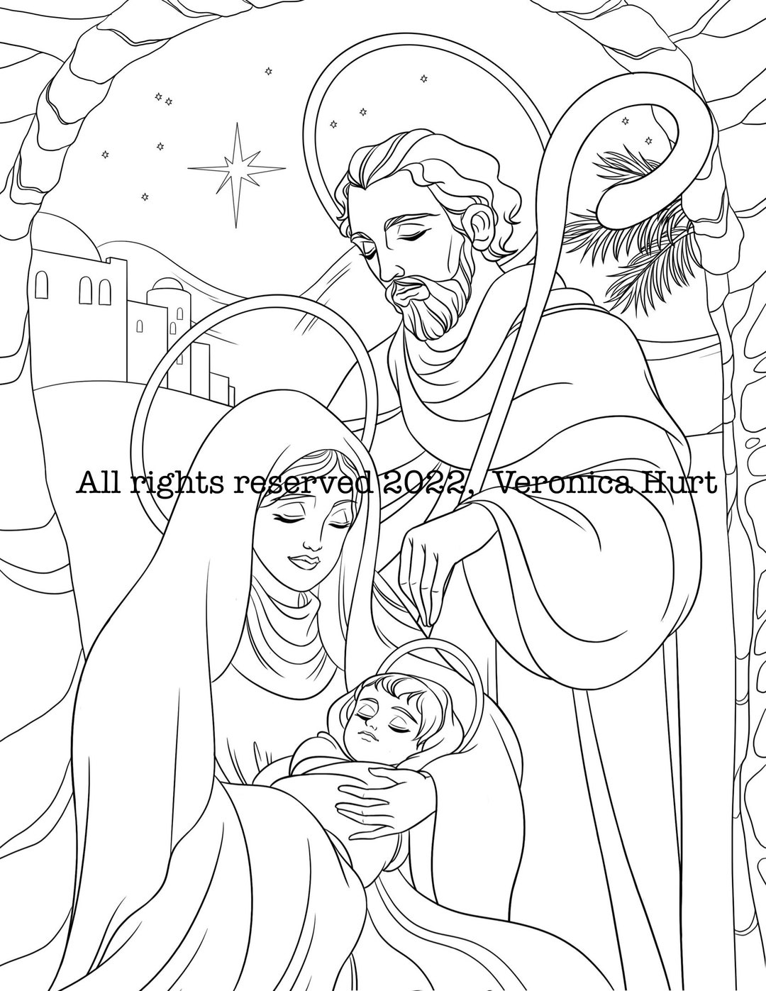 Holy Family Nativity Catholic Coloring Page for Kids 5+ and Adults - Etsy
