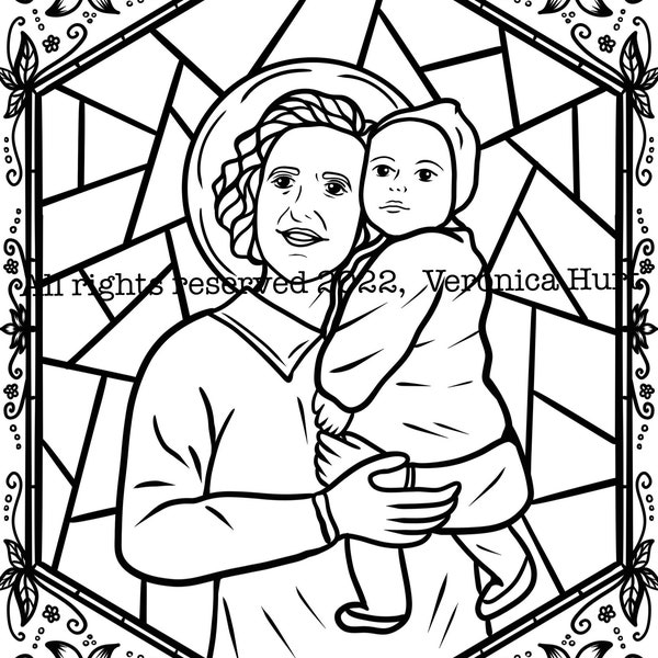 Saint Gianna Beretta Molla Coloring Page For Kids 6+ and Adults