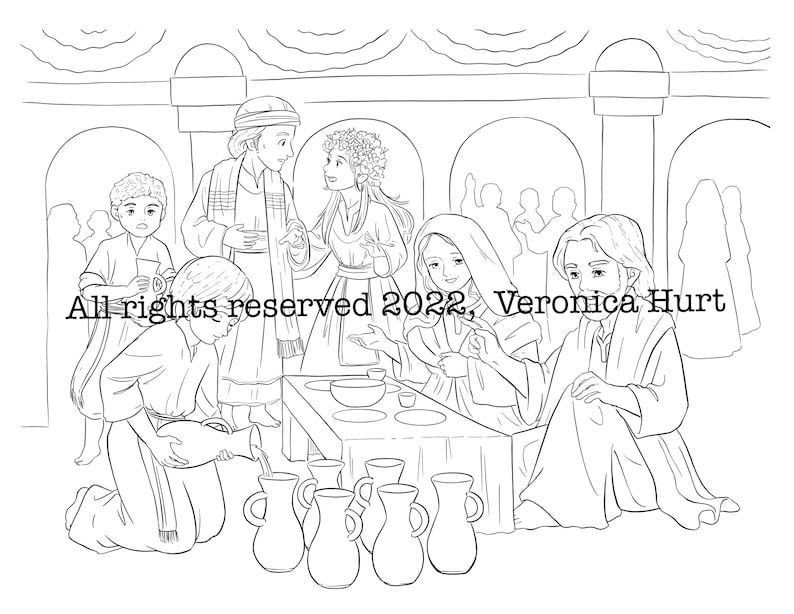 Wedding at Cana Coloring Page - Jesus Performs His First Miracle ...