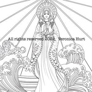 Mother Mary Coloring Page - Our Lady, Star Of The Sea Stella Maris Coloring Page For Catholic Adults