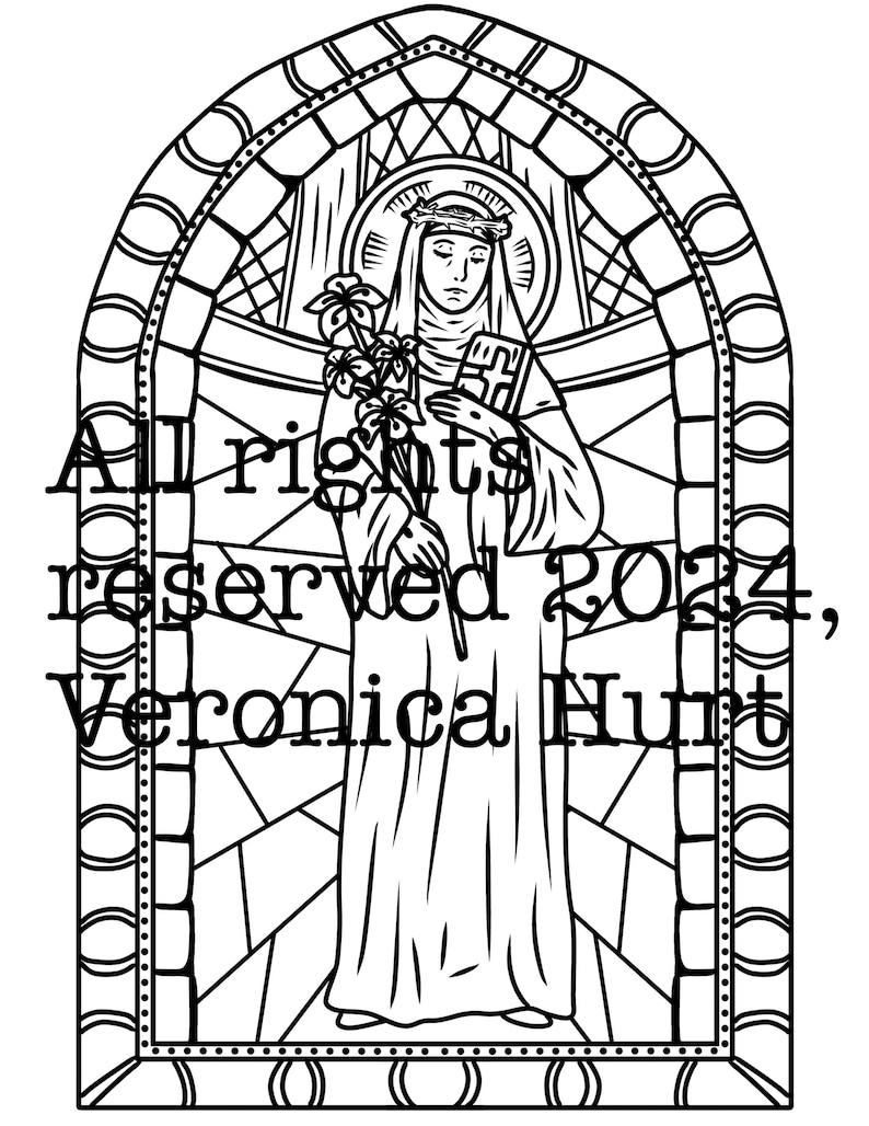 St. Catherine of Siena Catholic Coloring Page Stained Glass for Kids 6 ...