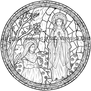 Our Lady of Lourdes Coloring Page, Saint Bernadette Coloring Page For Kids 6+ and Adults