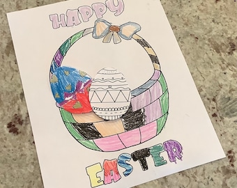 Easter Eggs Basket Coloring Craft For Kids 5+ and Adults