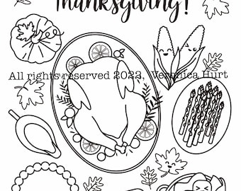 Catholic Thanksgiving Day Kawaii Lunch Dinner Coloring Page For Kids 5+