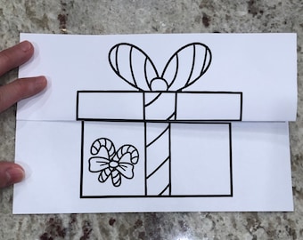 Biglietti di auguri natalizi espandibili a sorpresa per bambini, 5+ pagine da colorare: cosa ci metterà dentro il tuo bambino?! 4 design diversi e 1 vuoto!