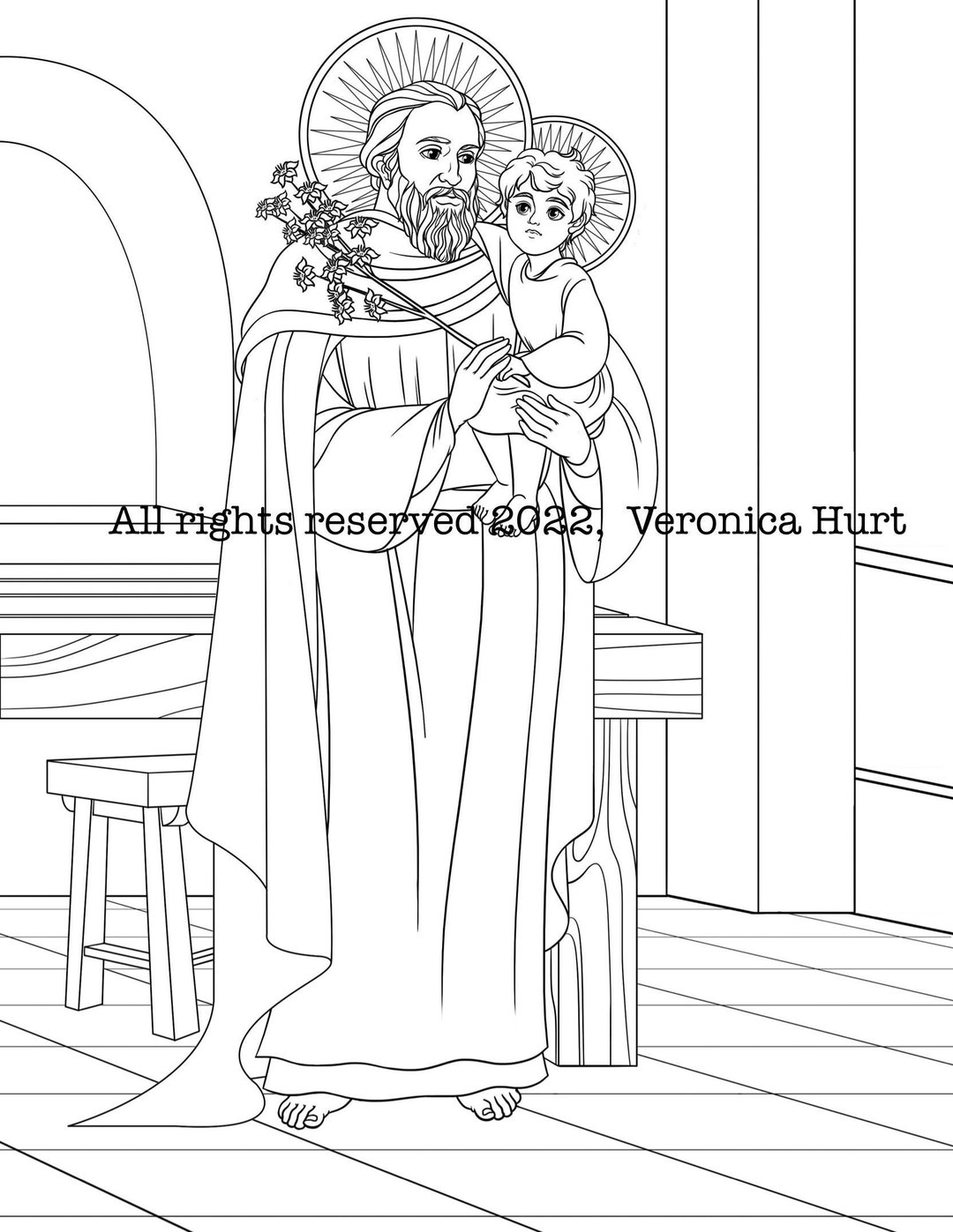 St Joseph Coloring Page for Kids 6 and Adults Featuring St Joseph and