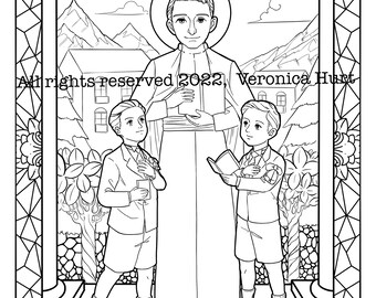 Saint Miguel Febres Cordero Catholic Stained Glass Coloring Page - February Saint - For Kids 6+