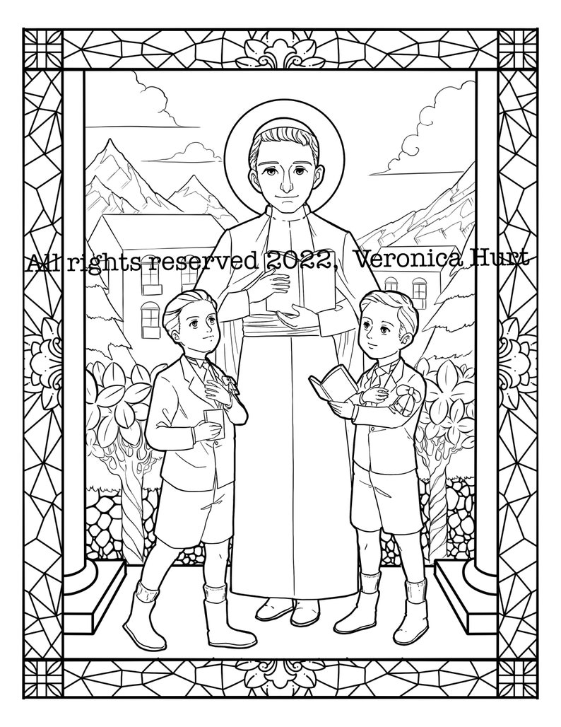 Saint Miguel Febres Cordero Catholic Stained Glass Coloring Page February Saint For Kids 6 image 1