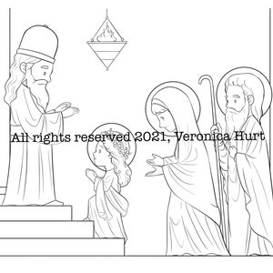 The Presentation of the Blessed Virgin Mary Catholic Coloring Page Kids 5+ and Adults