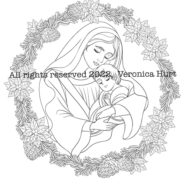 Catholic Christmas Wreath Baby Jesus and Blessed Mother Mary - For Kids 6+ and Adults