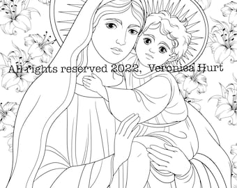 Solemnity of Mary, Mother of God Coloring Page - Saint Mary Coloring Page For Kids and Adults