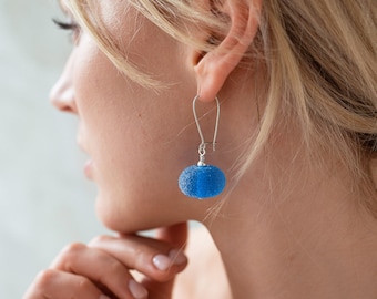 Bright blue earrings, murano glass earrings