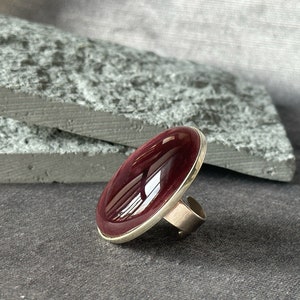 Large ametyst ring, big oval ring, ametst glass ring, purple statement ring, oval glass ring, minimalist jewelry, urple minimalist ring image 5