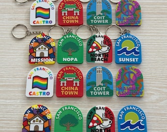 San Francisco Neighborhood Magnets and Keychains - Mission, Castro, Haight-Ashbury, North Beach, and more, Locally Made in the SF Bay Area
