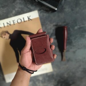 Rustic Buffalo Leather Money Clip Wallet, Minimalist wallet for modern mens