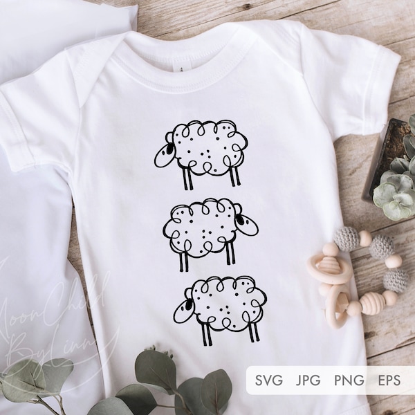 Cute sheep svg, fluffy svg, cute onesie SVG, kids sheep t-shirt svg, baby onesie svg, Newborn SVG, Design for Cricut and Silhouette