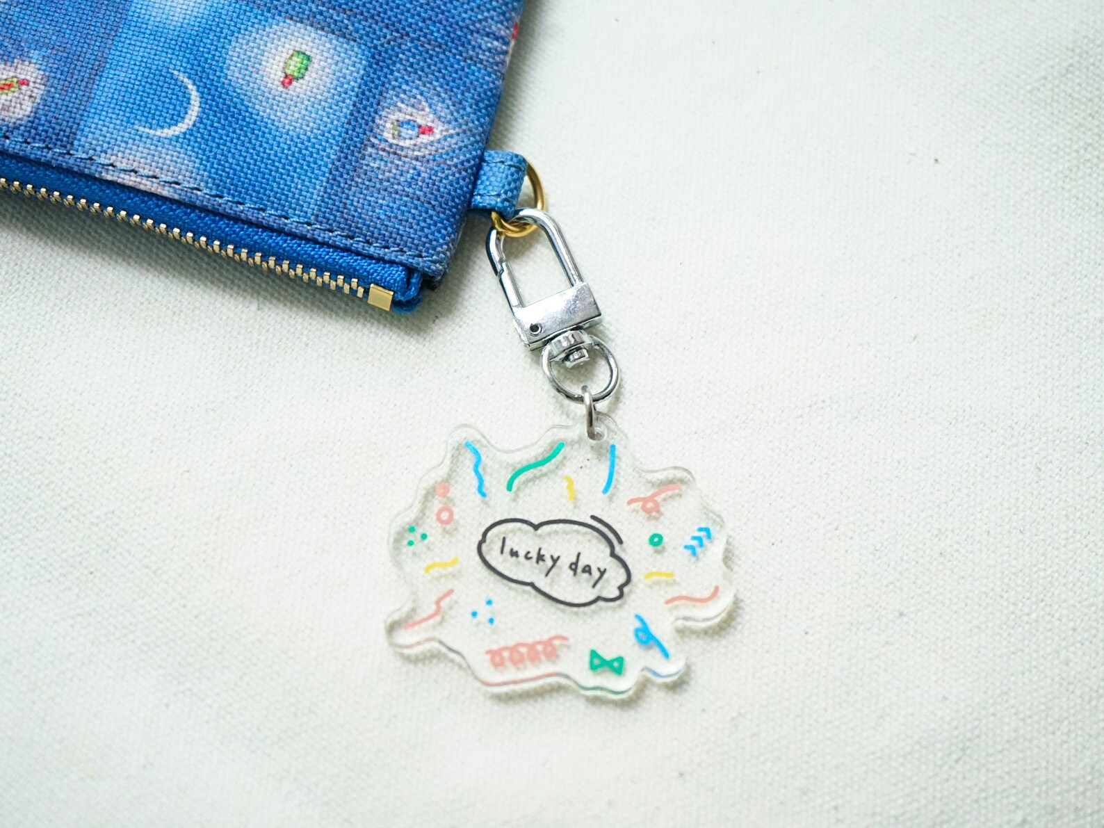 Cute colorful keychain lucky day keychain aesthetic Etsy
