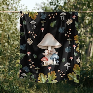 Mushroom Blanket, Soft Throw for Cozy Nights, Fungi Lover Gift, Velvet Bedding, Warm Couch Cover, Cottage Core Home Decor, Snuggle Gift Idea