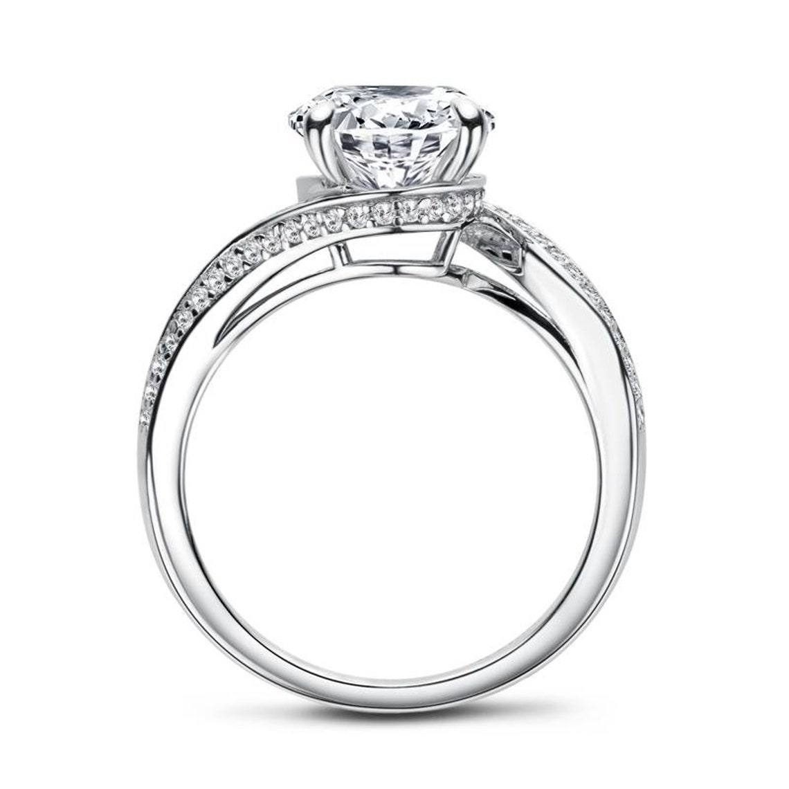 Oval cut Moissanite engagement ring in 14K white gold for Etsy