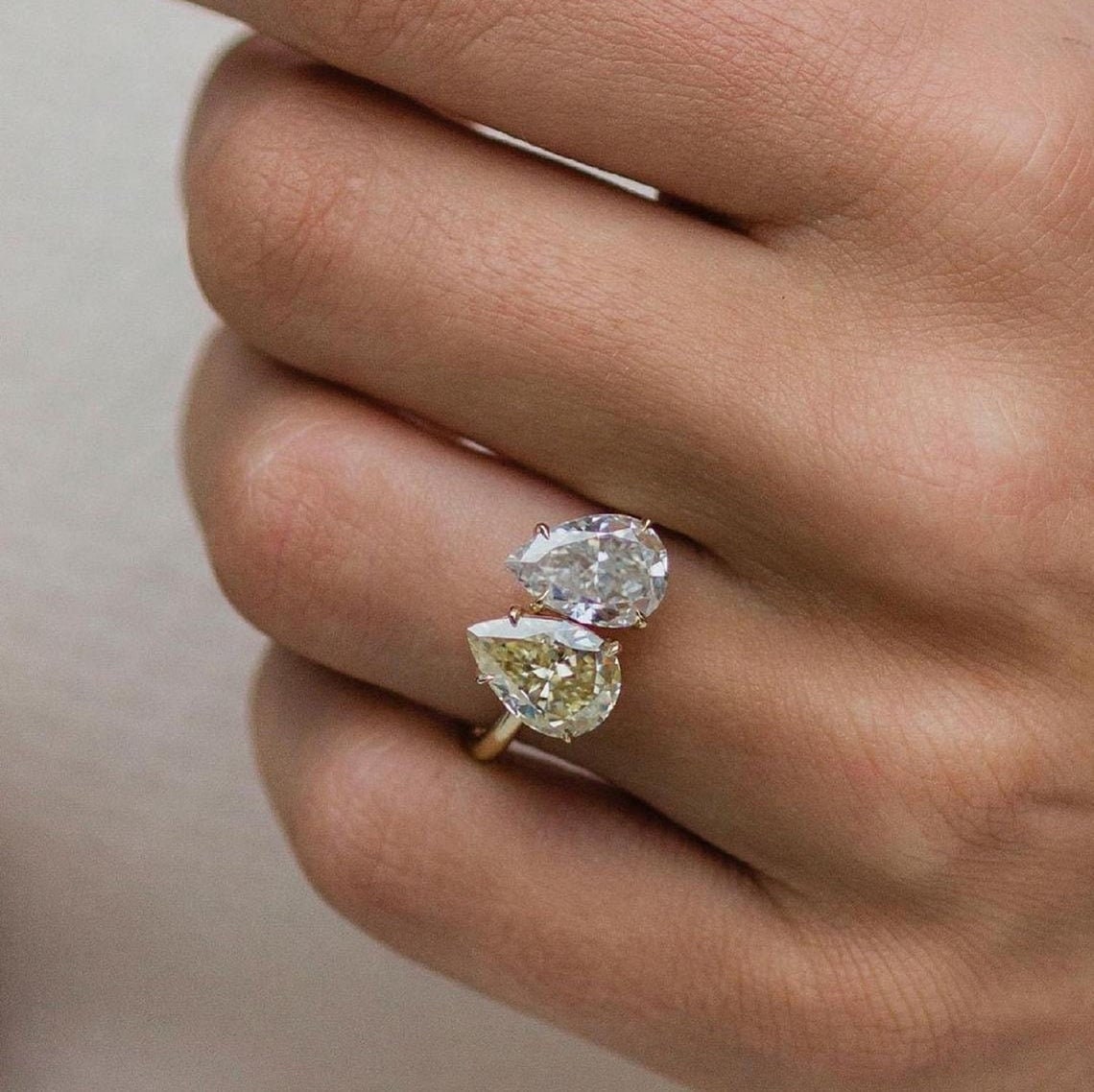 2.50 CT TDW Pear Cut Engagement Ring Double Pear Diamond Ring Etsy
