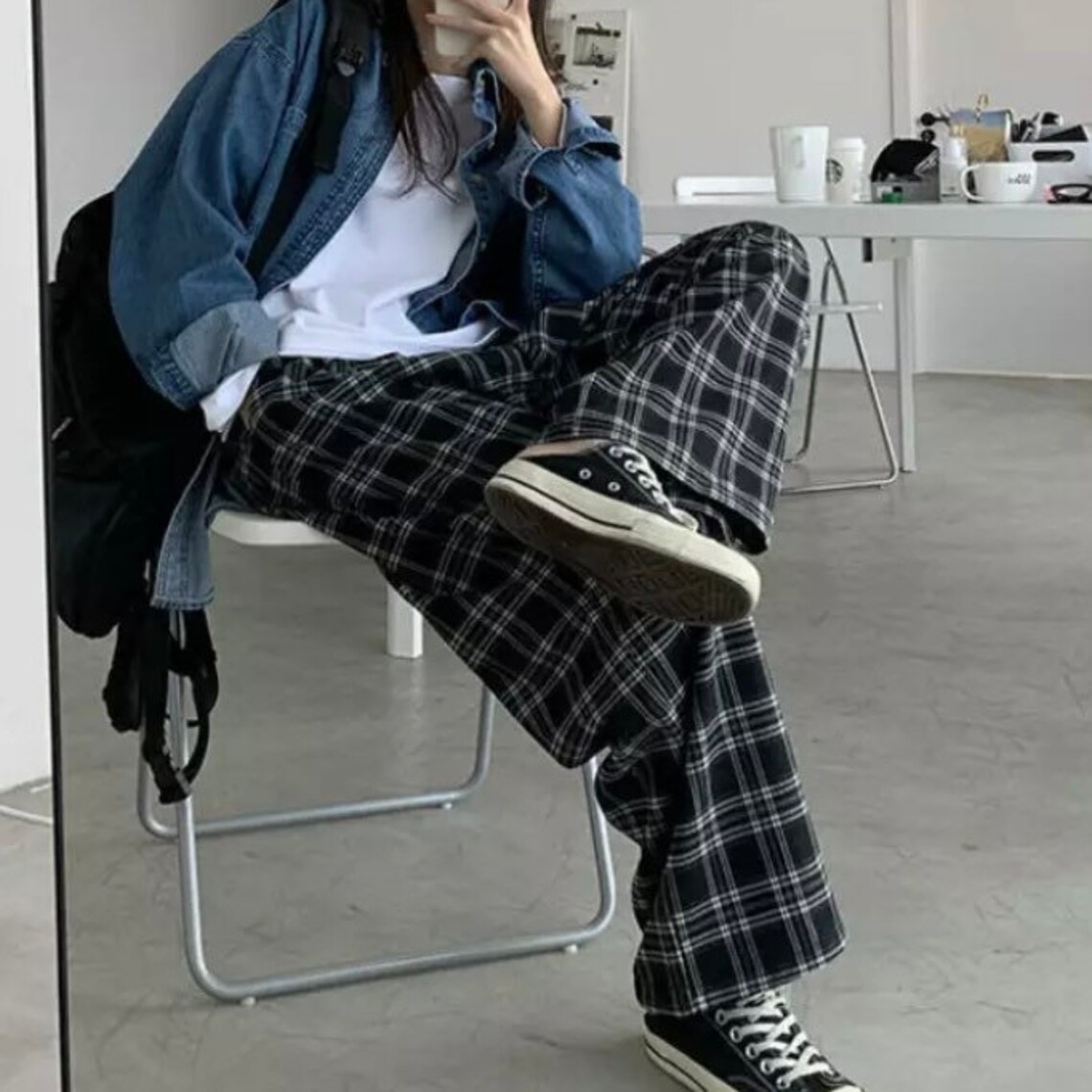 Baggy Y2K Wide Leg Plaid Pants Etsy