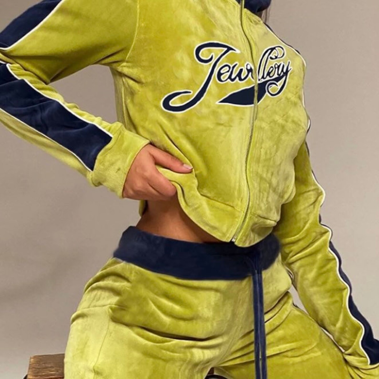 Classic Y2K Style Velvet Two Piece Tracksuit with Letter Etsy