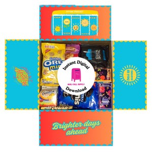 Brighter Days Sunshine Themed Instant Download Printable Care Package Box Flap Decor, for Military, College, Deployment/ Long-Distance Gifts