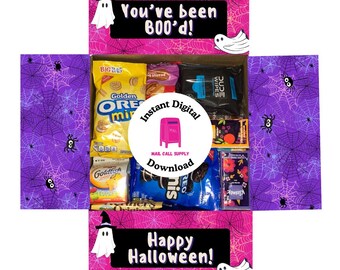 Caja de recuerdos de Halloween/Otoño, descarga instantánea, imprimible, con solapa, ideal como regalo para militares, universitarios, despliegues, viajes de larga distancia o amigos.