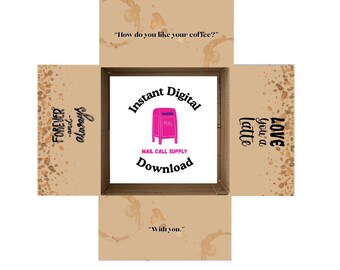 Paquete de cuidado imprimible con temática de café de Johnny Cash, decoración con solapa para caja, descarga instantánea, regalos militares, universitarios, mejores amigos, despliegues y largas distancias.