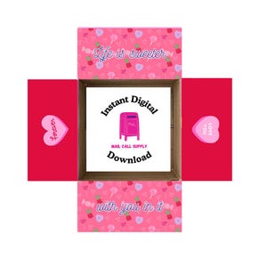 Life Is Sweet, Love Themed Instant Download Printable Care Package Box Flap Decor, Military, College, BFF, Deployment/ Long-Distance Gifts
