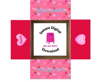Decoración imprimible con temática de amor y descarga instantánea para caja de regalo, ideal para militares, universitarios, mejores amigos, despliegues y largas distancias.