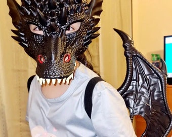 Déguisement de dragon animal costumé pourim cadeau de noël fête de carnaval enfants ensemble de cosplay aile et queue costume de robinet de jour des enfants