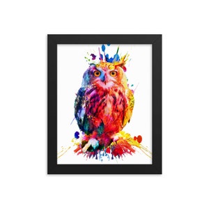 Framed Poster Watercolor Owl Print