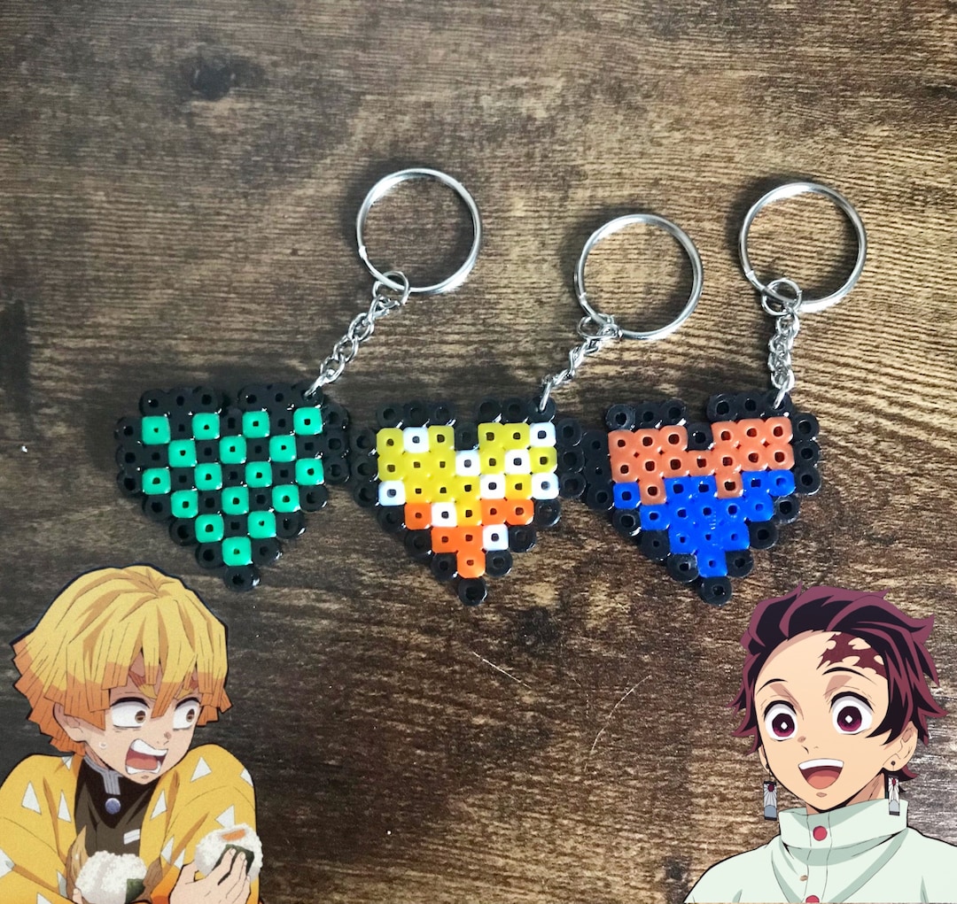 Demon Slayer Fuse Bead Keyrings Etsy