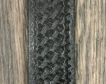 Custom leather stamped black bracelet