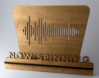 Now Spinning Vinyl Record Stand | LP | Wooden Tabletop Record Display | Record Holder | Now Playing | Audiophile Gifts |